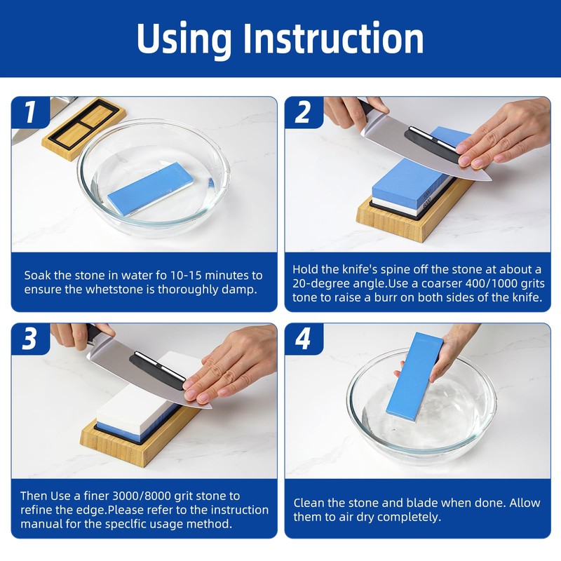 Premium Whetstone Knife Sharpening System – 1000/6000 Grit Whetstone Knife