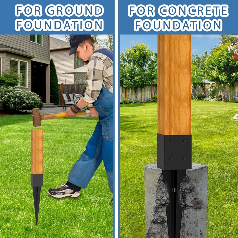 4 Pack 4x4 Fence Post Anchor Ground Spike – Heavy