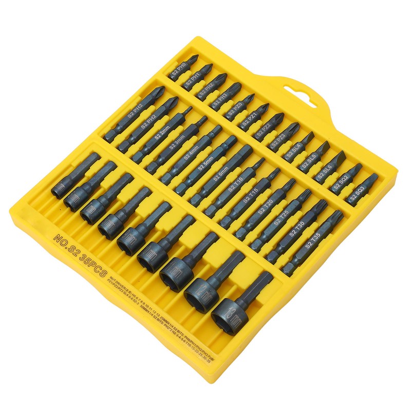 35Pcs Screwdriver Bit Set Magnetic S2 Steel 1/4in Hex Shank