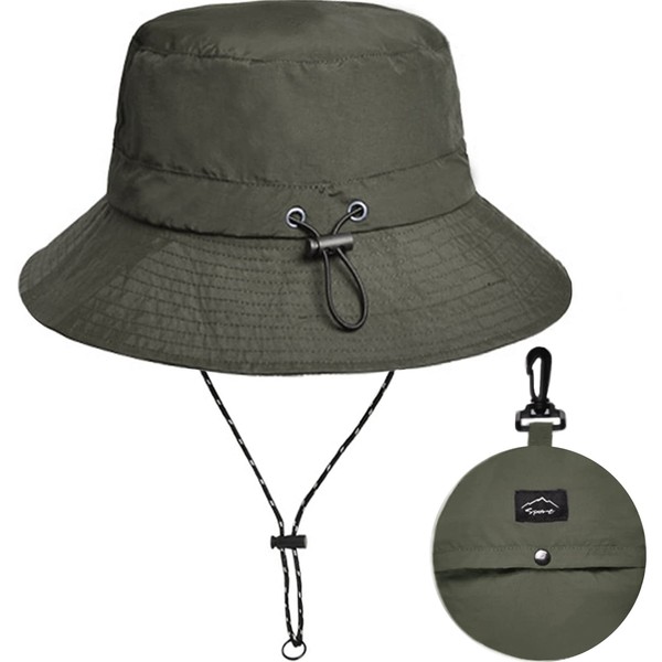 Malaxlx Armeegrün Fischerhut Sonnenhut für Damen Herren Wasserdicht Bucket Hat