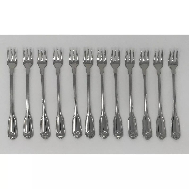 ONEIDA USA SELLER 12 CLASSIC SHELL SEAFOOD FORKS ONEIDA NEW