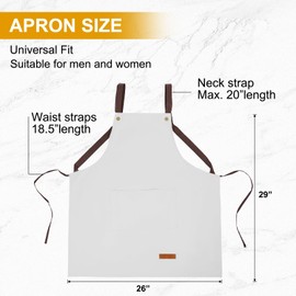 APRONPANDA Waterproof Apron for Women Men, Cooking Chef Apron with 2 Pockets, Kitchen Apron for Baking, BBQ
