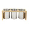 WSKC Flatware Caddy Stainless Steel Cutlery Holder with Wood Base,