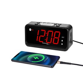 ZAPALA expert Alarm Clock for Bedroom, 2 Alarms Loud LED Big Display Plug in Simple Basic Digital Clock with USB Charging Port, Adjustable Volume, Dimmable, Snooze for Deep Sleepers Kids Elderly