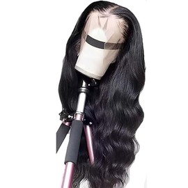 Hxxcoup Body Wave Wigs Human Hair 13x6 Lace Front Wig with Natural Hairline Natural Black Color Wear and Go Glueless Brazilian Remy Hair No Smell for Woman 28 Inch