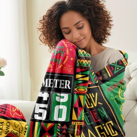 VMASUEY African American 50Th Birthday Gifts for Women, Positive Encouragement Inspirational Bday Gift Blanket 60"X50", 50 Year Old Birthday Gifts for Black Lady Women Mom Sister Friend