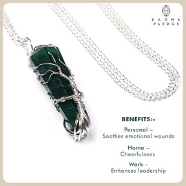 KARMAPLEDGE - Colgante y collar de vidrio curativo espiritual; collar de vidrio de protección para joyas de vidrio (cuarzo rosa, amatista y aventurina verde)
