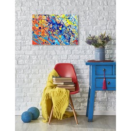 IPIC - Abstract Jackson Pollock Style Artwork. Giclee Print on Canvas Wall Art for Home Decor. 18x12