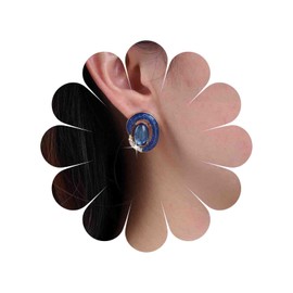 TseenYi Oval Blue Sapphire Earrings Boho Blue Crystal Circle Earrings Blue Opal Earrings Vintage Sapphire Gemstone Earrings Opal Stud Earrings Jewellery for Women and Girls, Zinc