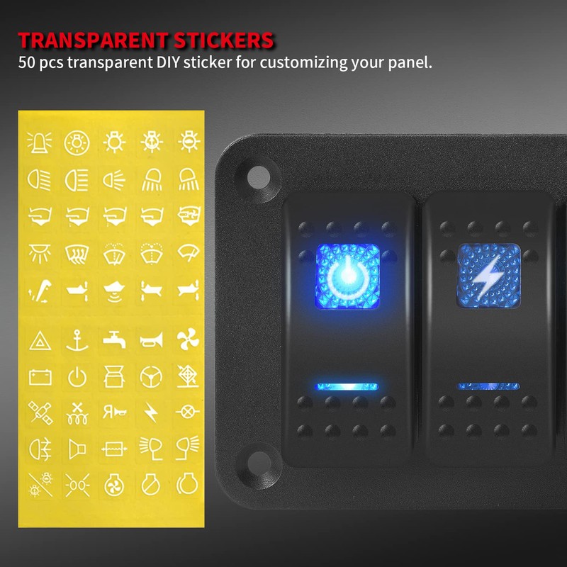 DaierTek Marine Switch Panel Waterproof 12V 3 Gang Rocker Switch