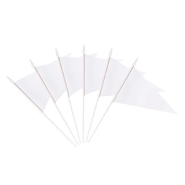 12 Pack White Pennant Flags Small Mini Hand Held Solid Color Pennant DIY Graffiti Flags On Sticks Flags with 12.6"Solid Pole & Spear Top,Party Events Celebration,School,Grand Opening,Kids