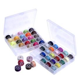 Outus 50 Pieces Assorted Colors Prewound Thread Bobbins with Bobbin Box Organizers for Brother/Babylock/Janome/Kenmore/Elna/Singer