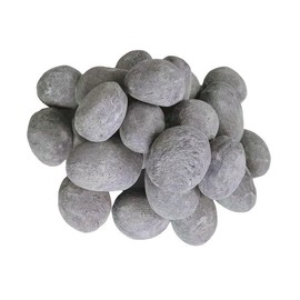 24 Fireplace Ceramic Pebbles, Round Fireplace Stone, Gas Fireplace Logs for Various Indoor Outdoor Fireplaces, Electric Fireplaces and Mantels (Gray)
