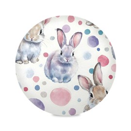 Easter Placemats Easter Rabbit Dot Pattern Round Placemats Set of 6 for Kitchen Table Washable Table Mats Place Mats