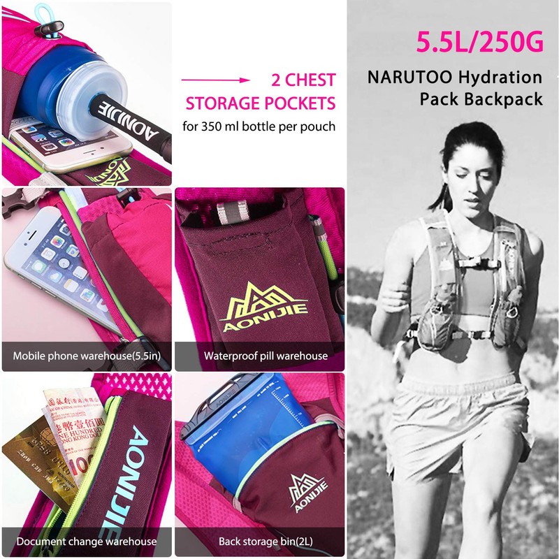 HINATAA Hydration Pack Backpack,5.5L Running Hydration Vest Marathon Running Vest