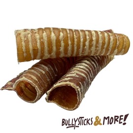 BULLYSTICKS & MORE 6 Inch Grass Fed Beef Trachea (12 Pack) | Long Lasting Dog Chews