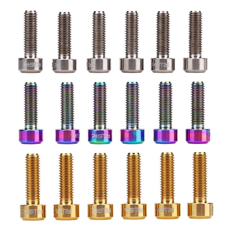 Rust Proof Stem Bolts,Bicycle Titanium Bolts, 6 Pcs M5 ×
