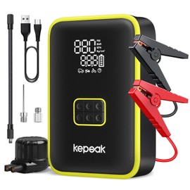 KEPEAK Jump Starter with Air Compressor, 4000A Portable Car Jump Starter (9.0 Gas/6.5L Diesel),160PSI Digital Tire Inflator, 12V Jump Box Car Battery Jumper Starter with Large LCD Display, Lights