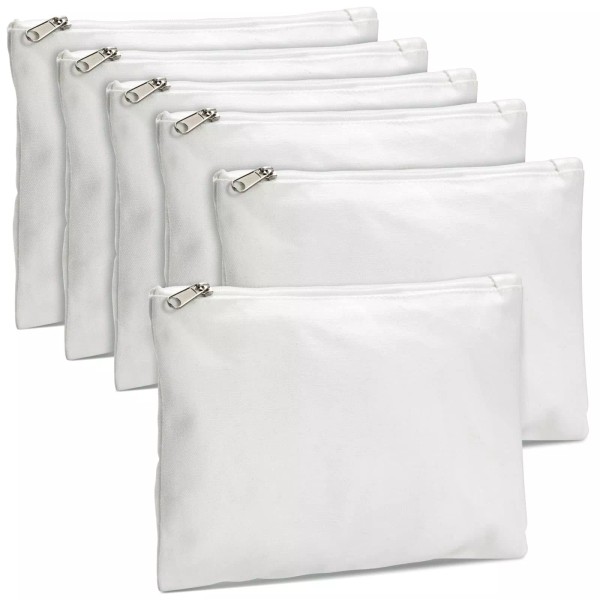 Bright Creations 6-Pack White Makeup Bag Set with Zipper -