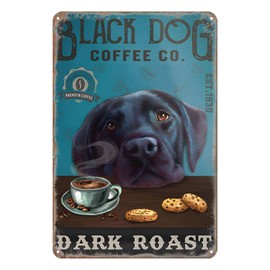 JIMOWANG Retro Metal Sign Labrador Retriever Dog Dark Roast Rustic Decor Vintage Sign Home Kitchen Bar Cafe Club Cave Wall Decor Dog Sign 8 x 12 Inches
