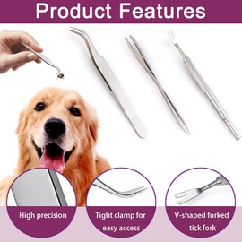 3PSC Tick Remover Tool Set, Professional Stainless Steel Tick Remover, Tick Shovel with Storage Box, Professional Ticks Remover for Humans, Cats & Dogs, Tool Kit with Tweezers, Shovel & Storage Box