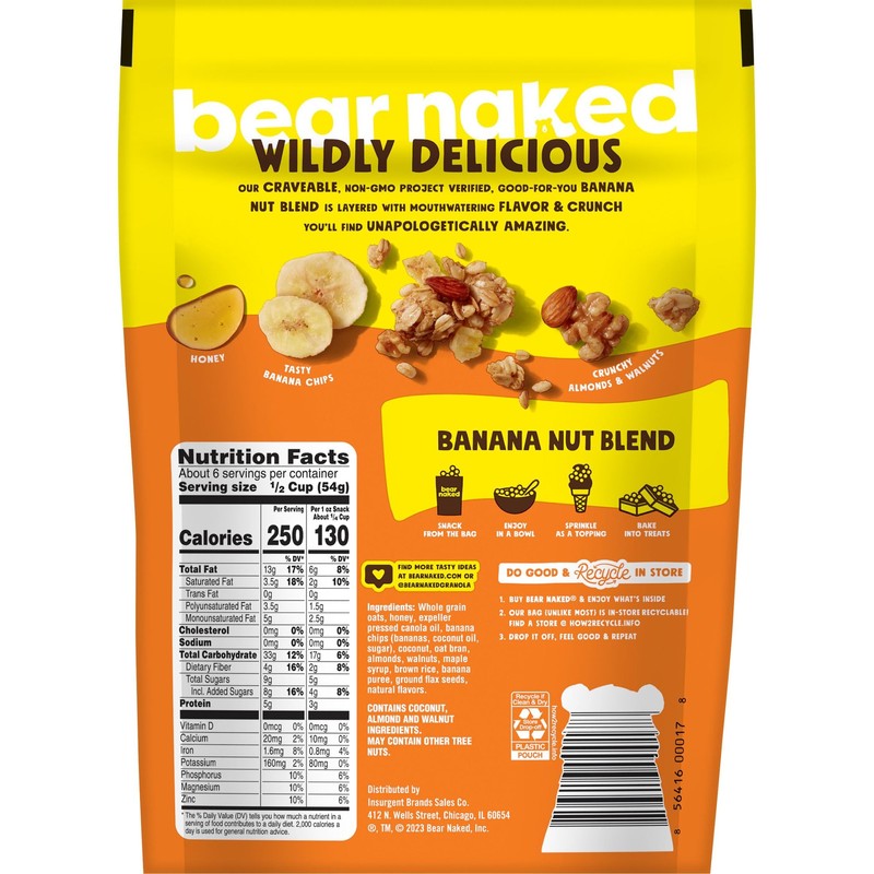Granola, Bear Naked, Banana Nut, Vegetarian and Non-GMO Project Verified,