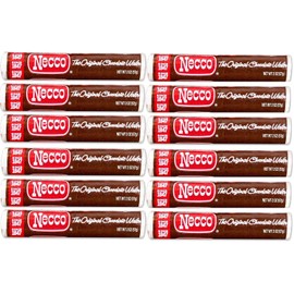 Necco Wafers Chocolate Flavored Hard Candy Rolls - Bundle Packs (2-Ounce Rolls) (Pack of 12)
