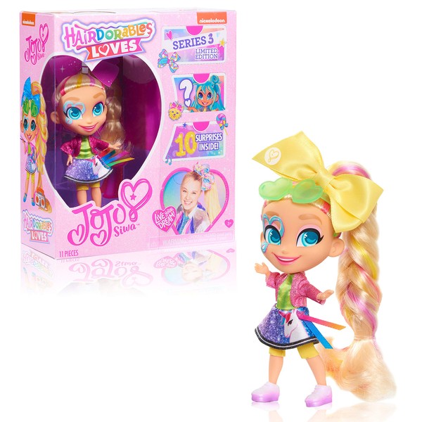 Hairdorables Loves JoJo Siwa, Unicorn Surprise, Includes 10 Surprise Accessories, by Just Play