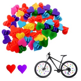 Bohue 70Pcs Bike Wheel Spokes Beads Heart Plastic Clip Beads Bicycle Wheel Decoration Plastic Spoke Bead Decoration Bicycle Spokes Accessories for Kids