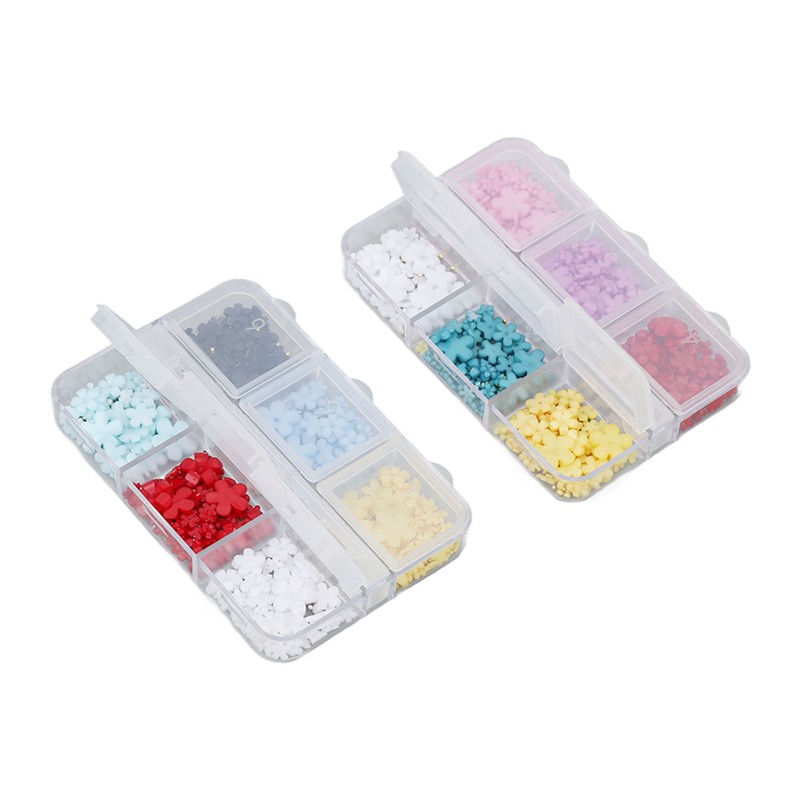 2 Boxes 12 Grids 3D Flower Nail Charms Resin DIY
