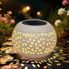 Solar Powered Table Light Waterproof - White Metal Retro Hollowed-Out