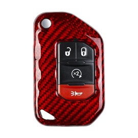 Genuine Carbon Fiber Key Fob Cover Case for Jeep Wrangler Rubicon 392 JL JLU Wagoneer Gladiator JT Flip Fold Remote