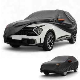 Partuto All-Weather Waterproof Car Cover - UV-Resistant Outdoor Full Exterior Protection for Kia Sportage 2010-2025 210D-PU Black with Right Side Zipper