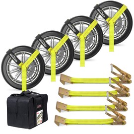 Car Tie Down Straps for Trailers ​- 4pack Tire Straps for A Car Trailer, 2" X 120" Car Hauler Straps, 3333 Lbs Safe Working Load Tire Straps, Heavy Duty Trailer Straps Use for Truck, Cars, Utv & More