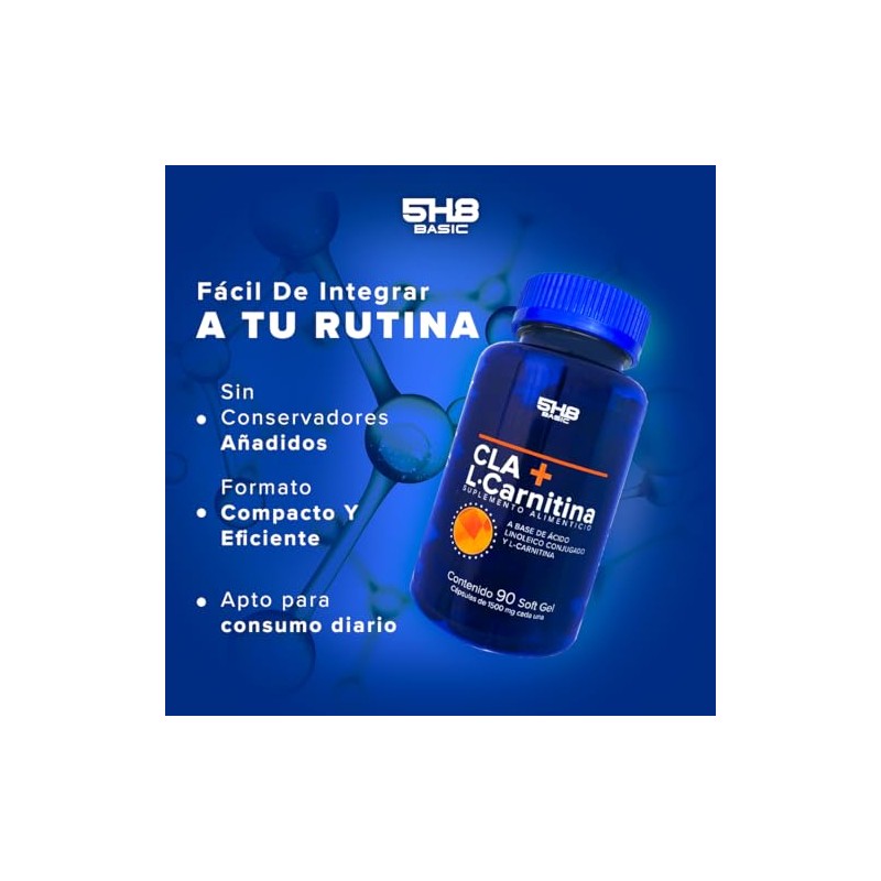 L-Carnitina + CLA Ácido Linoleico Conjugado 5H8 NUTRITION