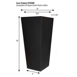 Tusco Products CTU26BK Cosmo Tall Planter, Black, 26-Inch