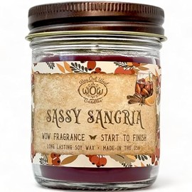 Scented Candle for Home by Way Out West Candles - Long Lasting Home Fragrance or Essential Oils - Small Candles Gifts for Women - 8 oz Sassy Sangria Natural Soy Candles - Made in USA