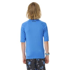 RIP CURL Boys Brand Wave Short Sleeve Rash Vest Top - Blue Gum - UV Sun Protection and SPF Properties