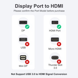 DisplayPort to HDMI Adapter, ABLEWE 1080P@60Hz High Resolution DP(DisplayPort) Male to HDMI Female High Speed Transmission Video Audio Converter for GPU, Laptop, PC, Monitor, TV