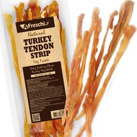 A Freschi srl Turkey Tendons for Dogs, Long-Lasting, Hypoallergenic Rawhide Alternative, Human Grade, Healthy Puppy Chews, Natural Dog Treats for Small Dogs, Strips, 3oz Pack