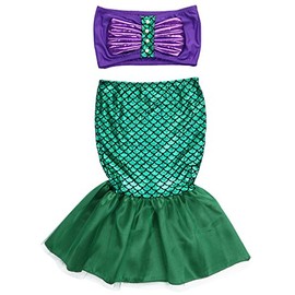 Kids Toddler Girl Mermaid Costume Two Piece Swimsuit Bikini Set Bathing Suit Mermaid Tail Skirt Outfit 2-7T (4-5 Years)