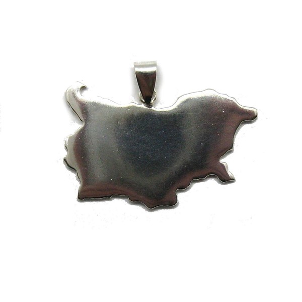 Sterling Silver Pendant Solid 925 Map of Bulgaria PE001330 Empress