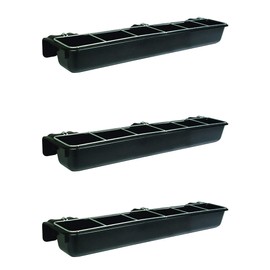 Little Giant HF9BLACK Hook Over Goat Trough Heavy Duty Galvanized Steel Body 9 Quart Feeder with Universal Mounting, Black (4 Pack)