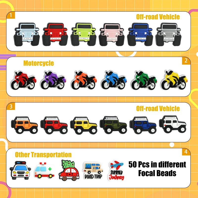 YOKUSHI 50 Pcs Car Focal Beads for Pens Bulk, Truck