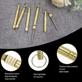 BOBOZHONG Portable Toothpicks, 3 Pieces Titanium Toothpicks, Outdoor Camping Toothpicks, Pocket Toothpick Holder, Portable Metal Fruit Fork Toothpick Holder for Outdoor Picnic Camping Outdoor