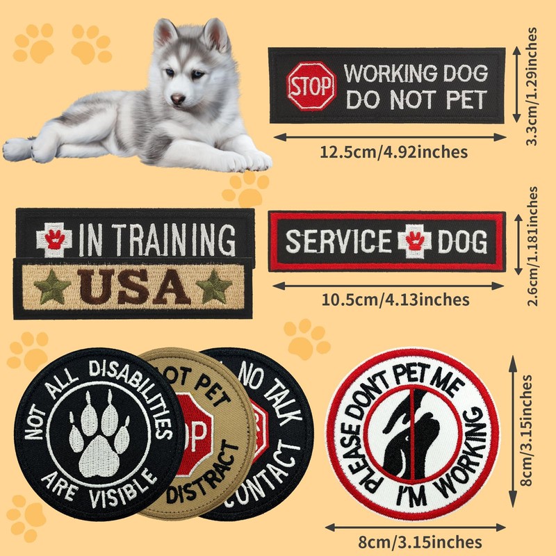 GUX 16 Pack Service Dog Patches Set, Tactical K9 Working