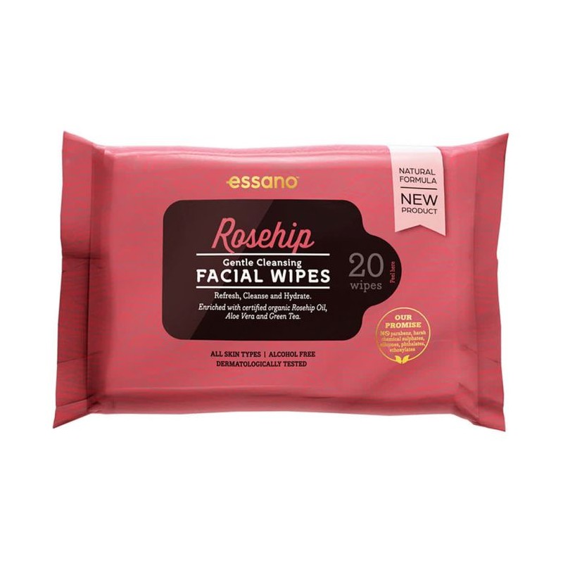 Essano Rosehip Gentle Cleansing Facial Wipes 20 Wipes