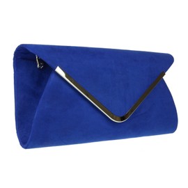 Girly Handbags Womens Envelope Faux Suede Clutch Bag (Royal Blue)