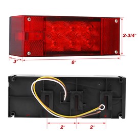 CZC AUTO Exclusive 12V LED Low Profile Submersible Rectangular Trailer Light Kit Tail Stop Turn Running Lights for Boat Trailer Truck with Aluminum Trailer License Plate Bracket, Stainless Hardware