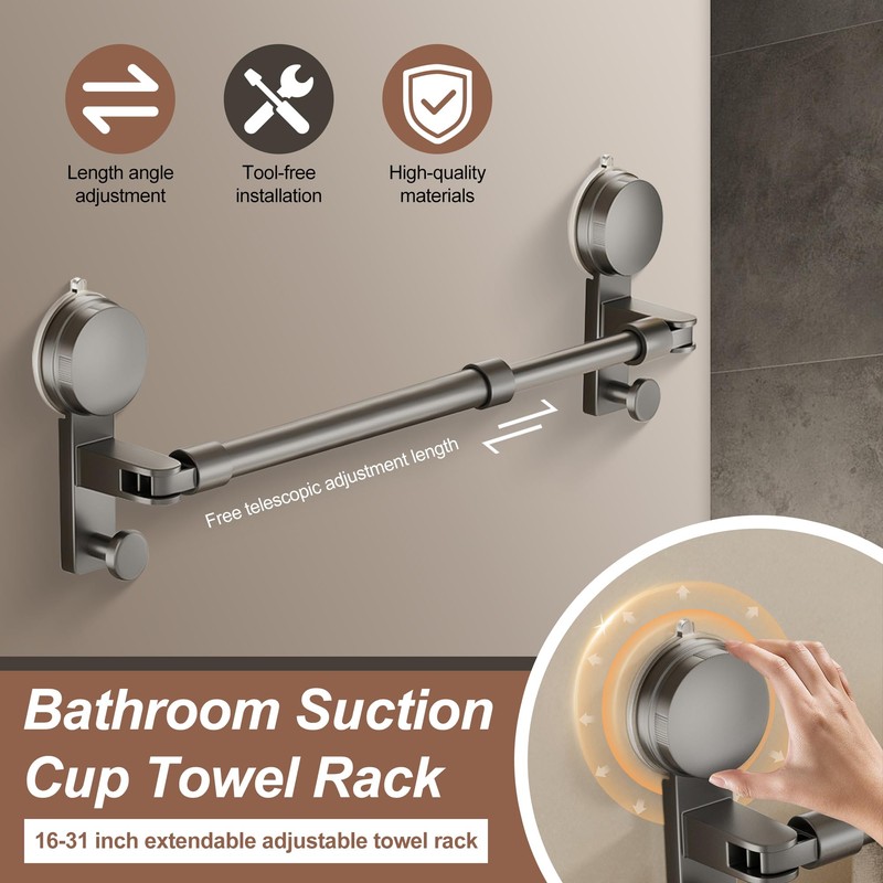 gzpynsgaoh No-Drill Towel Rack with Strong Suction 16-31 Inch Adjustable